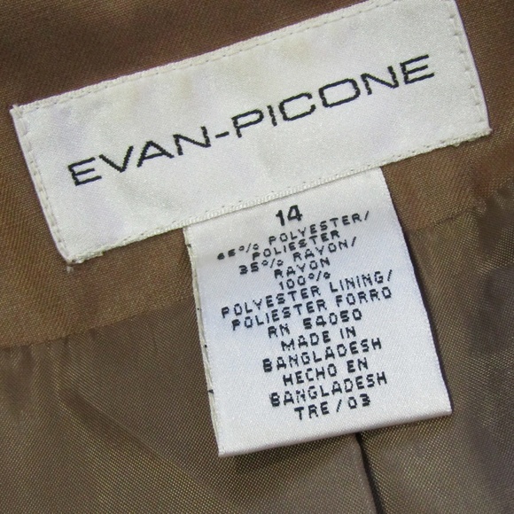 Evan Picone Brown Suit Coat Blazer Size 14 - Picture 4 of 4